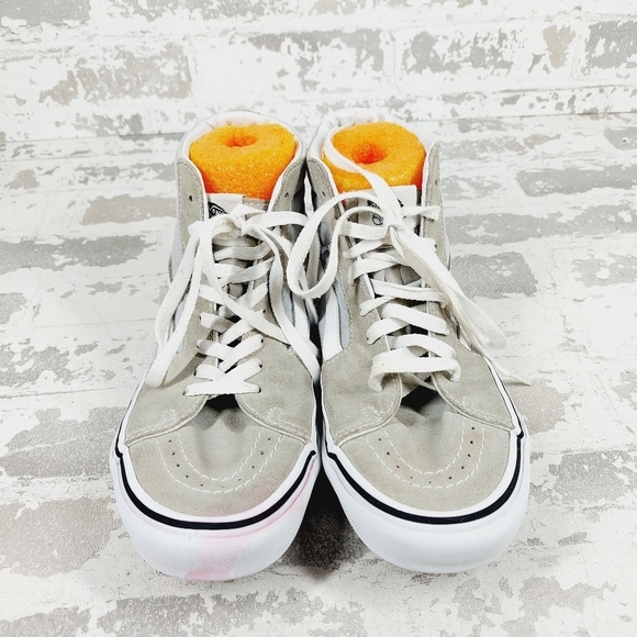 Vans Herringbone Sk8-Hi Unisex Grey Suede White Lace Up Sneakers E302 - Picture 3 of 12